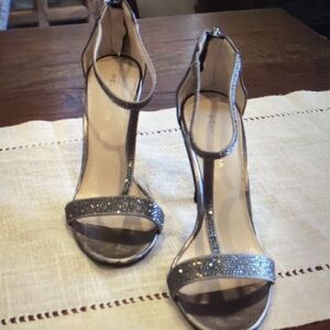 bebe Silver Glitter Heels